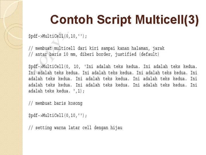 Contoh Script Multicell(3) 