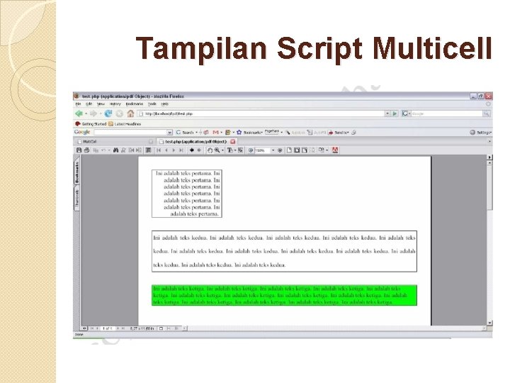 Tampilan Script Multicell 