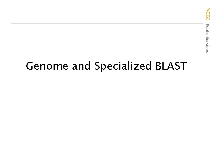 NCBI Public Services Genome and Specialized BLAST 