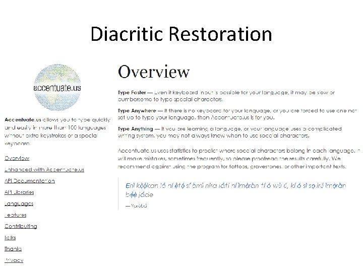 Diacritic Restoration 