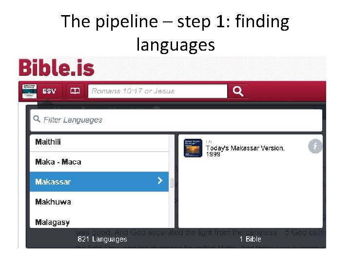 The pipeline – step 1: finding languages 