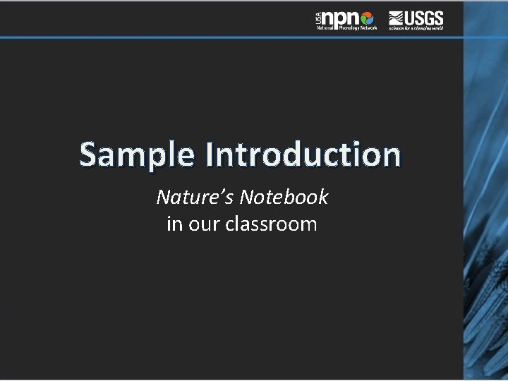 Sample Introduction Nature’s Notebook in our classroom 