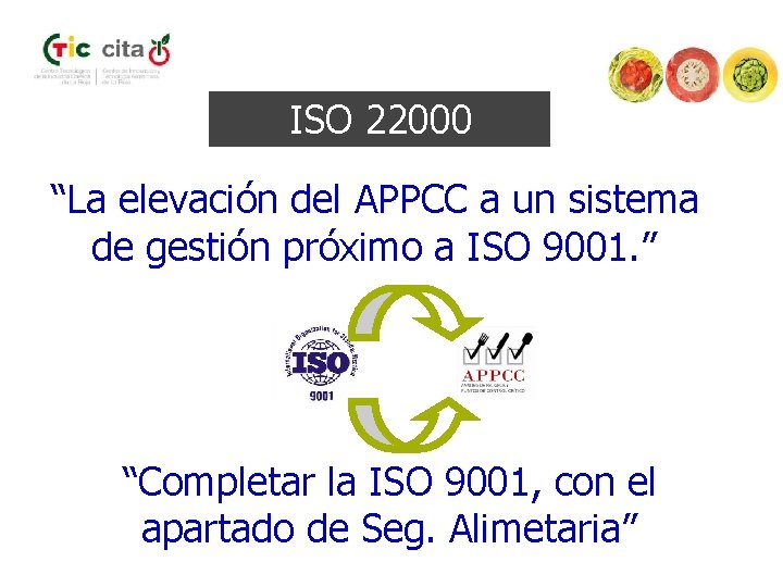 ISO 22000 “La elevación del APPCC a un sistema de gestión próximo a ISO