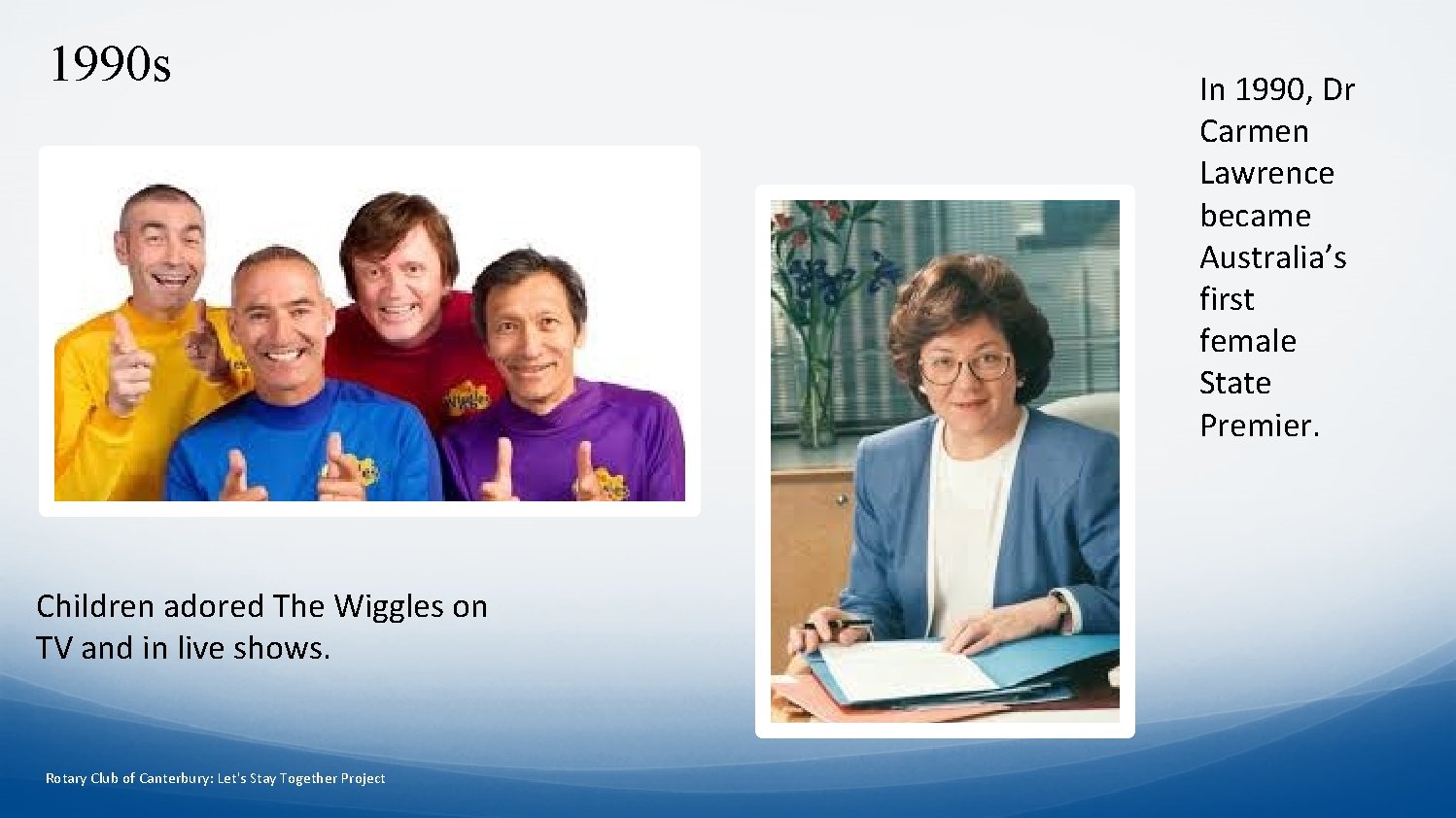 1990 s Children adored The Wiggles on TV and in live shows. Rotary Club