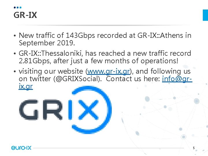 GR-IX • New traffic of 143 Gbps recorded at GR-IX: : Athens in September