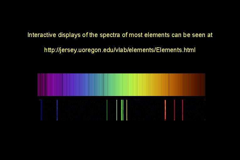 Interactive displays of the spectra of most elements can be seen at http: //jersey.