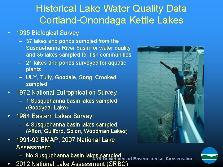 Historical Lake Water Quality Data Cortland-Onondaga Kettle Lakes • 1935 Biological Survey – 37