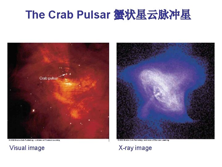 The Crab Pulsar 蟹状星云脉冲星 Visual image X-ray image 