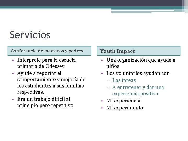 Servicios Conferencia de maestros y padres • Interprete para la escuela primaria de Odessey