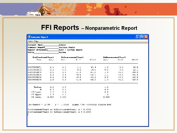 FFI Reports – Nonparametric Report 