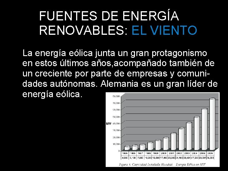FUENTES DE ENERGÍA RENOVABLES: EL VIENTO La energía eólica junta un gran protagonismo en