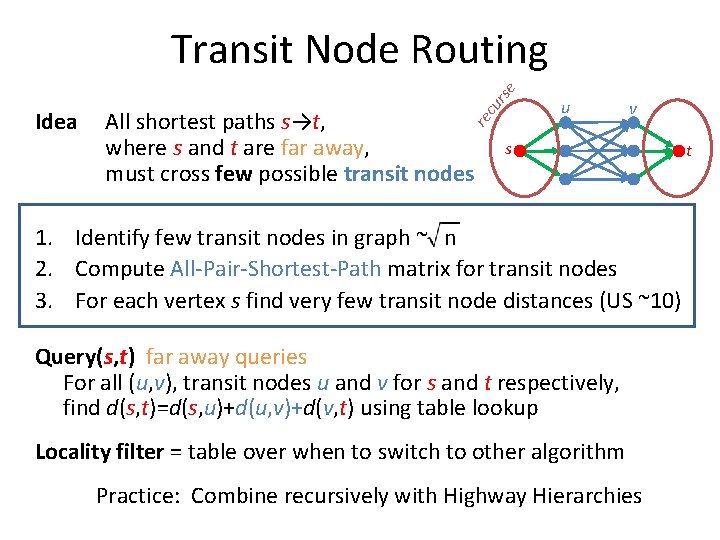 All shortest paths s→t, where s and t are far away, must cross few All shortest paths s→t, where s and t are far away, must cross few