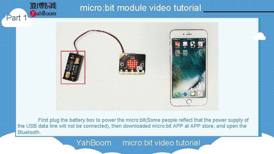 micro: bit module video tutorial Part 1 First plug the battery box to power micro: bit module video tutorial Part 1 First plug the battery box to power