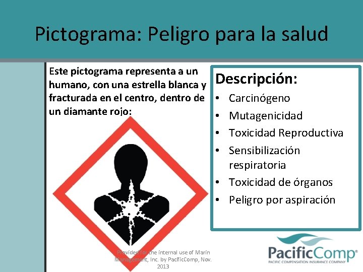 Pictograma: Peligro para la salud Este pictograma representa a un humano, con una estrella