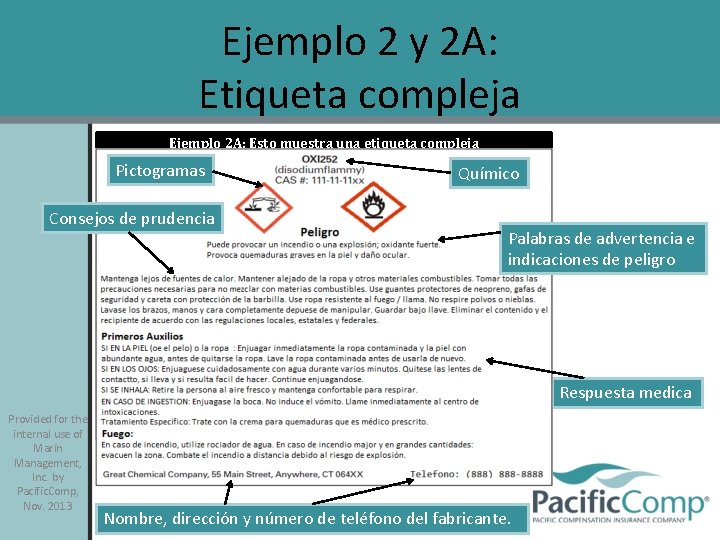 Ejemplo 2 y 2 A: Etiqueta compleja Ejemplo 2 A: Esto muestra una etiqueta