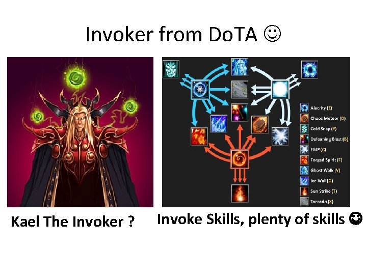 Invoker from Do. TA Kael The Invoker ? Invoke Skills, plenty of skills 