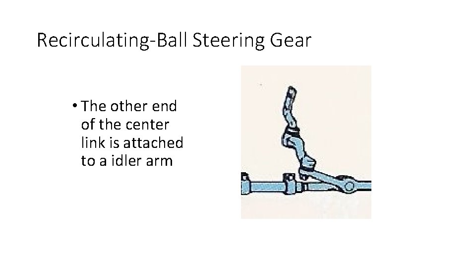 Recirculating-Ball Steering Gear • The other end of the center link is attached to