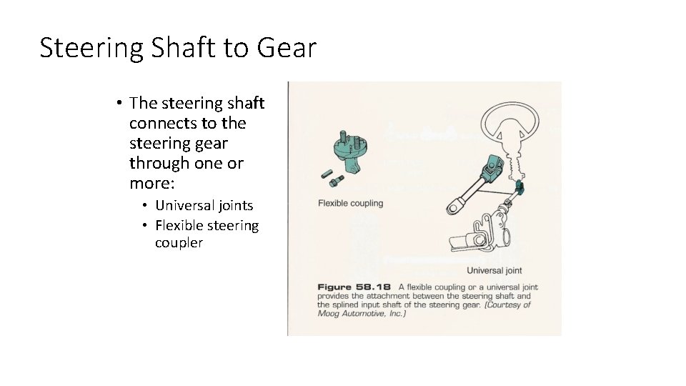 Steering Shaft to Gear • The steering shaft connects to the steering gear through