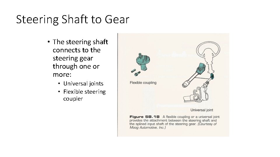 Steering Shaft to Gear • The steering shaft connects to the steering gear through Steering Shaft to Gear • The steering shaft connects to the steering gear through