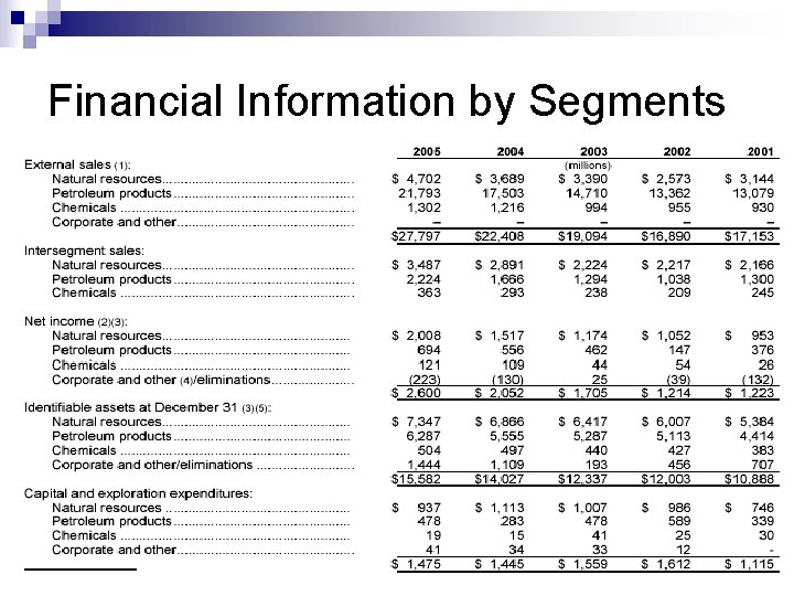 Financial Information by Segments 