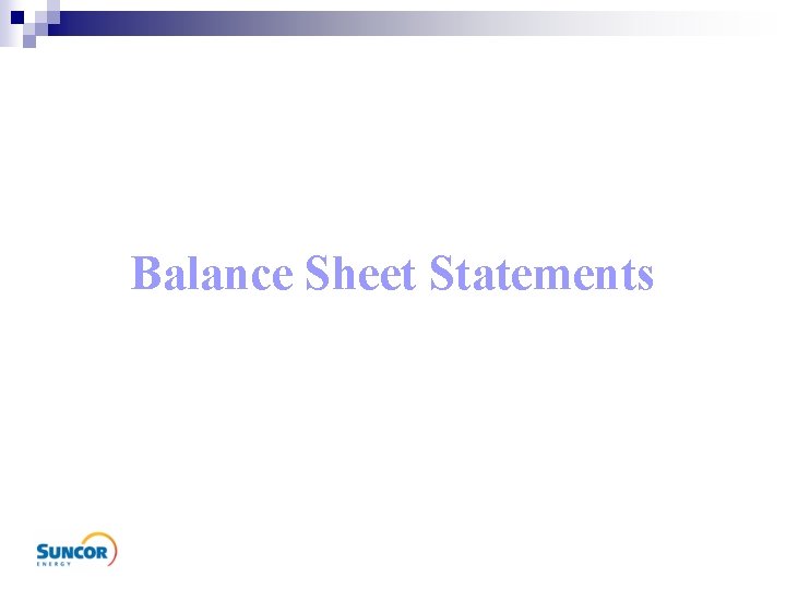 Balance Sheet Statements 
