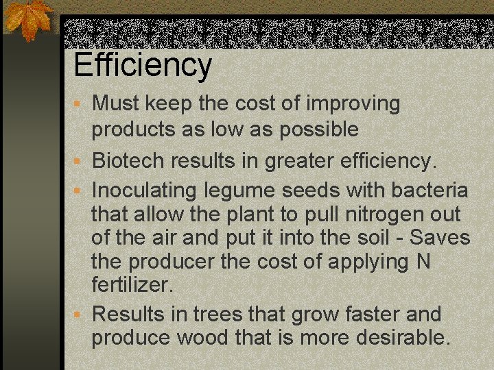 Efficiency § Must keep the cost of improving products as low as possible §