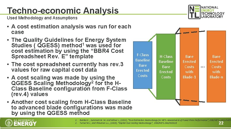 Techno-economic Analysis Used Methodology and Assumptions • A cost estimation analysis was run for