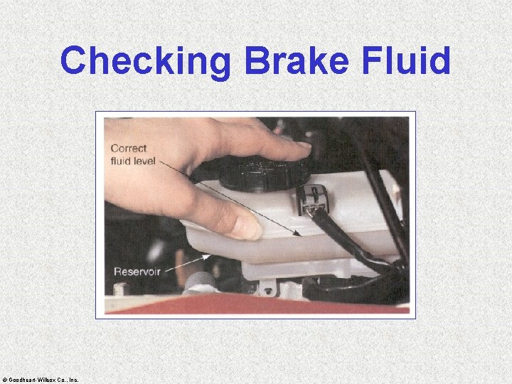 Checking Brake Fluid © Goodheart-Willcox Co. , Inc. 