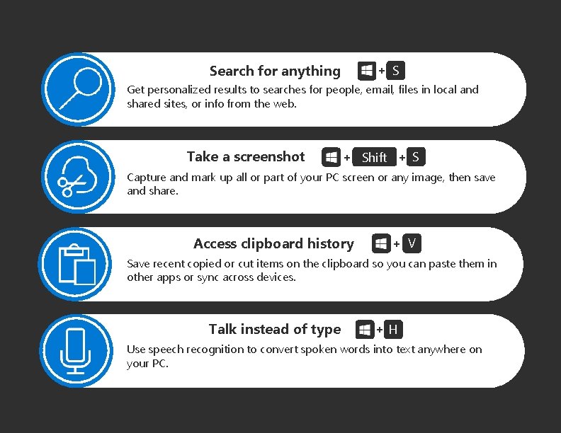 Search for anything + S Get personalized results to searches for people, email, files
