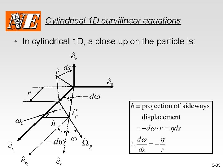 Cylindrical 1 D curvilinear equations • In cylindrical 1 D, a close up on