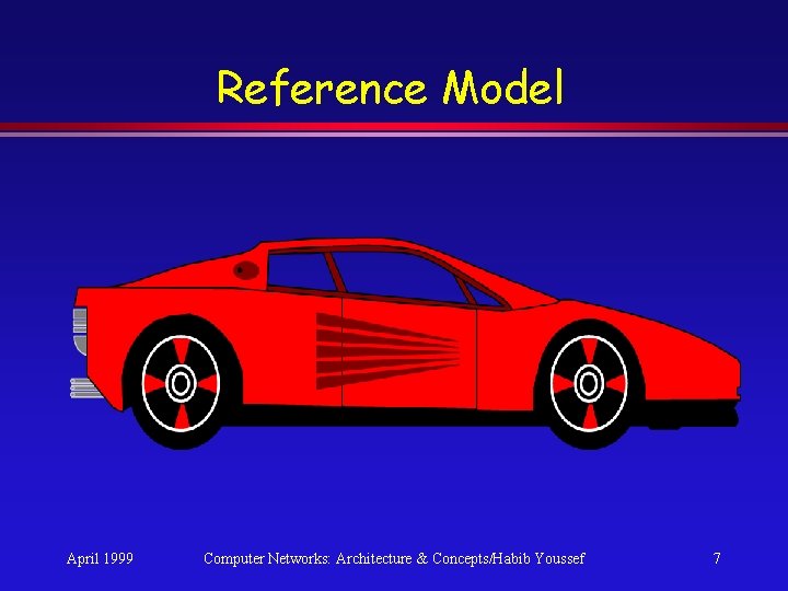 Reference Model April 1999 Computer Networks: Architecture & Concepts/Habib Youssef 7 Reference Model April 1999 Computer Networks: Architecture & Concepts/Habib Youssef 7