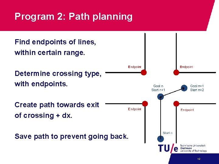 Program 2: Path planning Find endpoints of lines, within certain range. Determine crossing type, Program 2: Path planning Find endpoints of lines, within certain range. Determine crossing type,