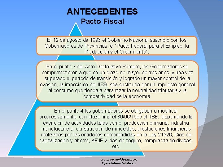 ANTECEDENTES Pacto Fiscal El 12 de agosto de 1993 el Gobierno Nacional suscribió con