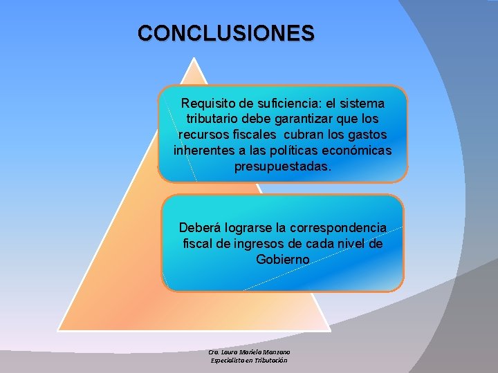 CONCLUSIONES Requisito de suficiencia: el sistema tributario debe garantizar que los recursos fiscales cubran