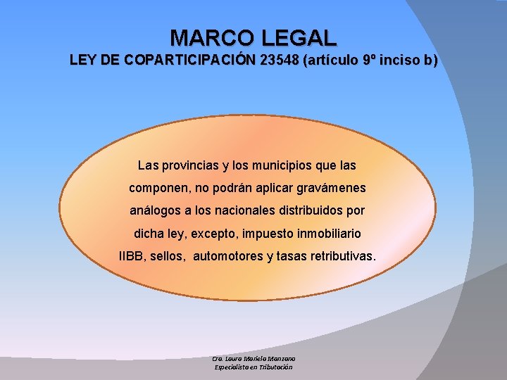 MARCO LEGAL LEY DE COPARTICIPACIÓN 23548 (artículo 9º inciso b) Las provincias y los