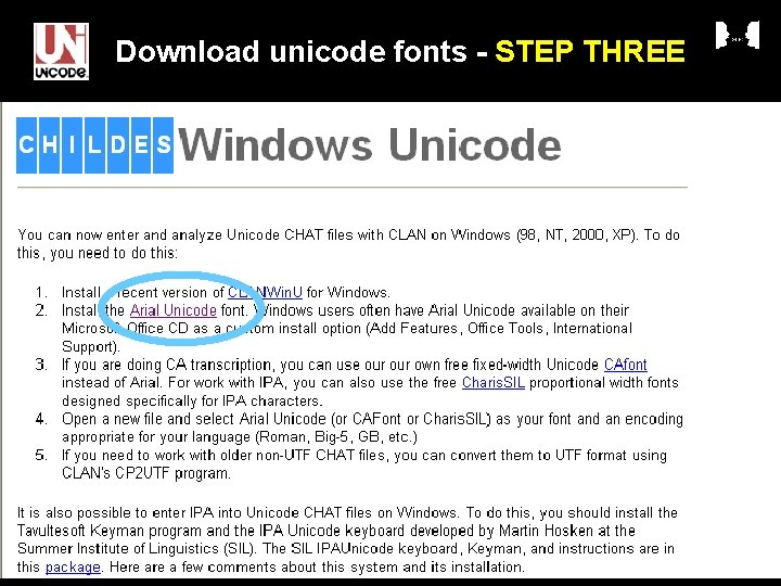 Download unicode fonts - STEP THREE 