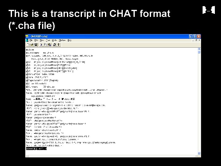 This is a transcript in CHAT format (*. cha file) 