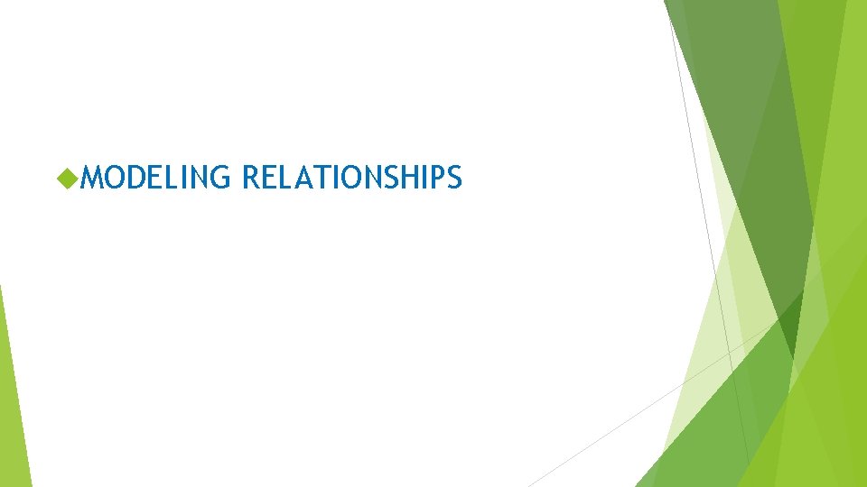  MODELING RELATIONSHIPS 