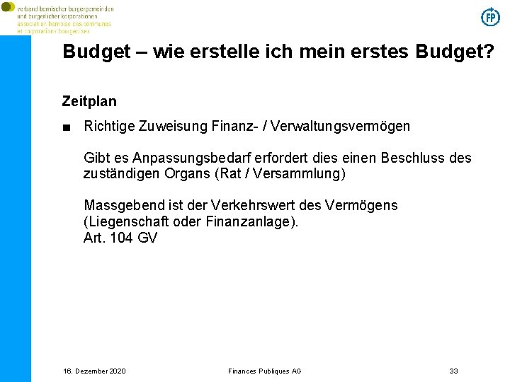 Budget – wie erstelle ich mein erstes Budget? Zeitplan ■ Richtige Zuweisung Finanz- /