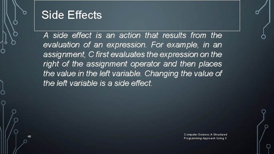 Side Effects A side effect is an action that results from the evaluation of Side Effects A side effect is an action that results from the evaluation of