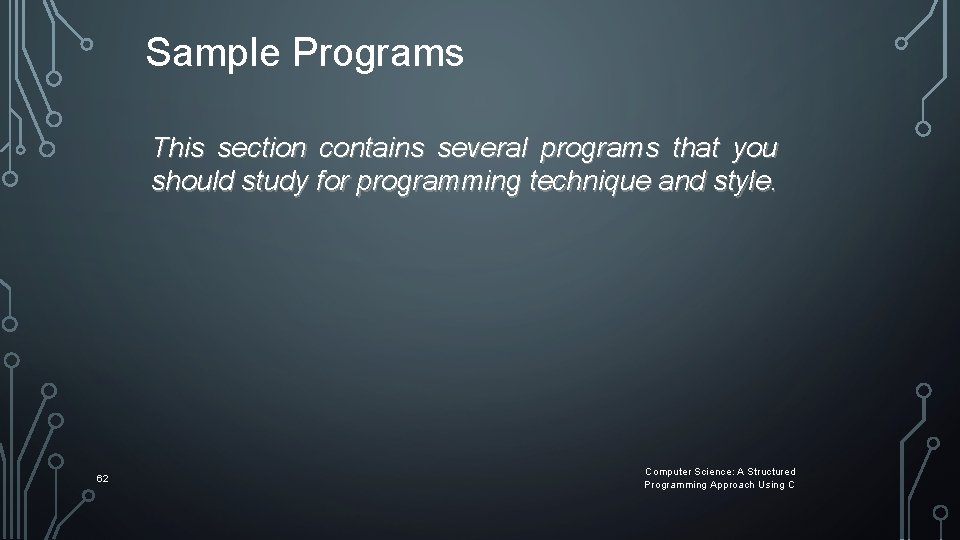 Sample Programs This section contains several programs that you should study for programming technique Sample Programs This section contains several programs that you should study for programming technique