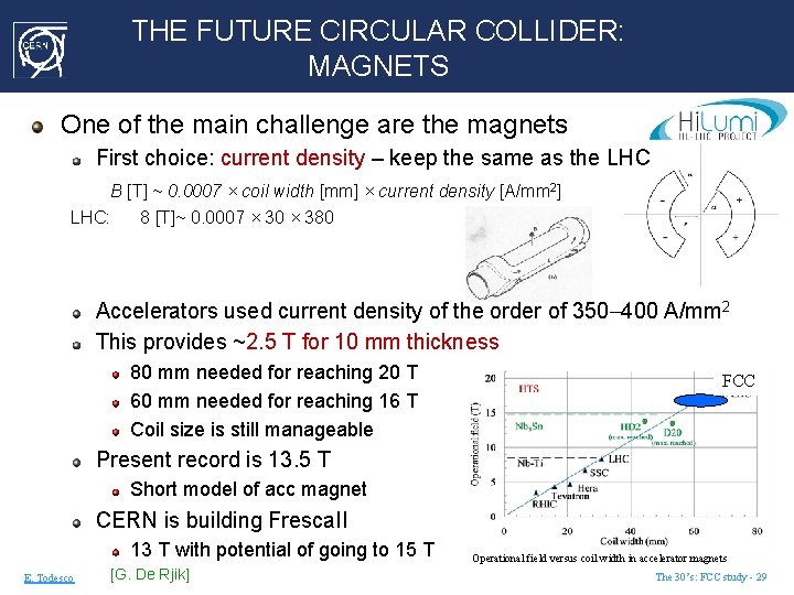 THE FUTURE CIRCULAR COLLIDER: MAGNETS One of the main challenge are the magnets First