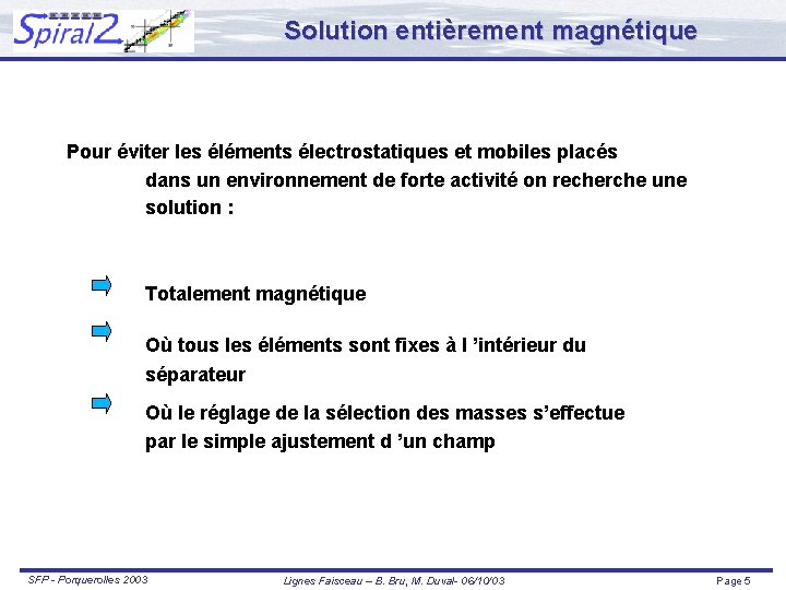 Solution entièrement magnétique Pour éviter les éléments électrostatiques et mobiles placés dans un environnement