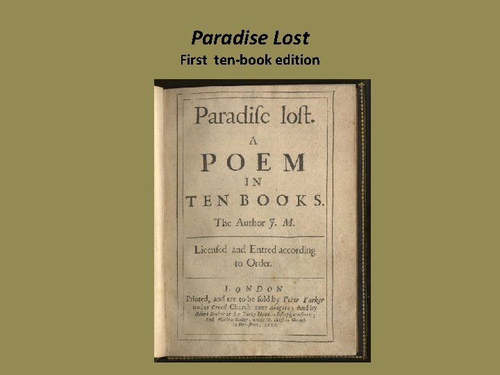 Paradise Lost First ten-book edition 