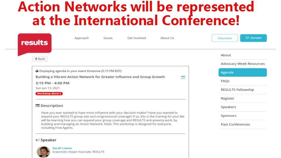 Action Networks will be represented at the International Conference! 