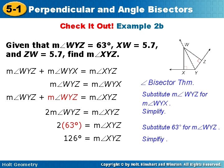 5 -1 Perpendicular and Angle Bisectors Check It Out! Example 2 b Given that