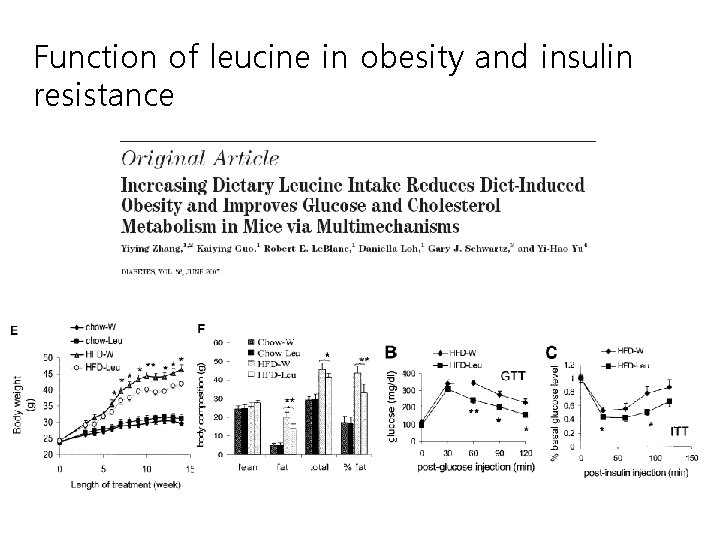 Function of leucine in obesity and insulin resistance 