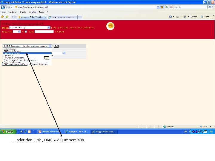 …. oder den Link „OMDS-2. 0 Import aus. 