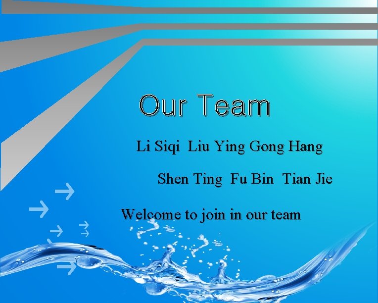 Our Team Li Siqi Liu Ying Gong Hang Shen Ting Fu Bin Tian Jie