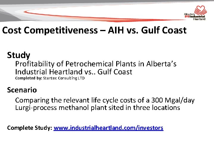 Cost Competitiveness – AIH vs. Gulf Coast Study Profitability of Petrochemical Plants in Alberta’s